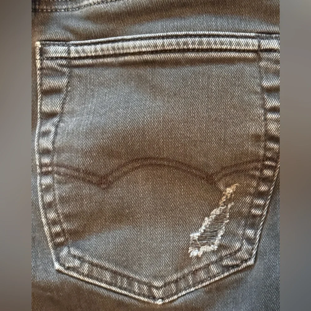 American Eagle Jeans Mens 28x32 Slim Straight Leg Black Denim‎ Distressed Grunge